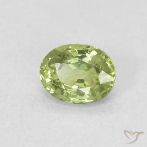 Zafiro Verde vivo claro natural de 0.44 ct, Ovalada, VVS-VS