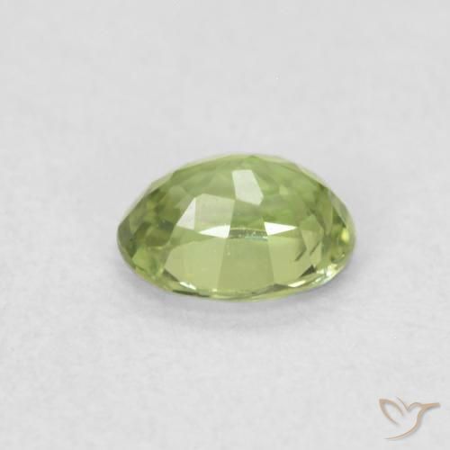 Zafiro Verde vivo claro natural de 0.44 ct, Ovalada, VVS-VS