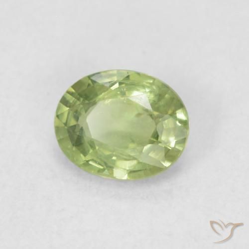 Zafiro Verde vivo claro natural de 0.42 ct, Ovalada, VVS-VS