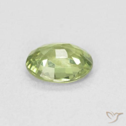 Zafiro Verde vivo claro natural de 0.42 ct, Ovalada, VVS-VS