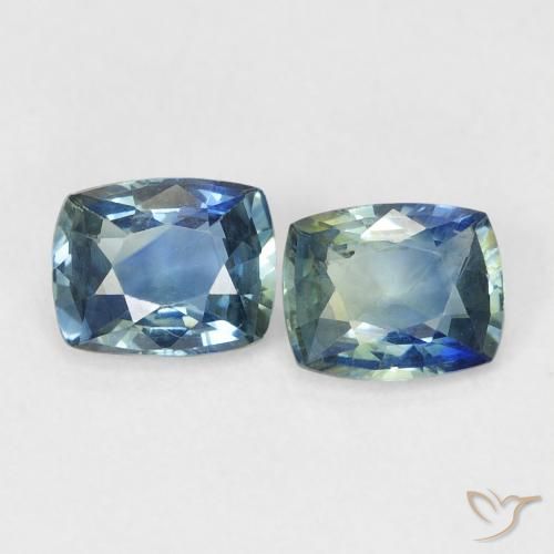 1.31ctw Natural Verde azul medio Zafiro, Forma Cojín, VS
