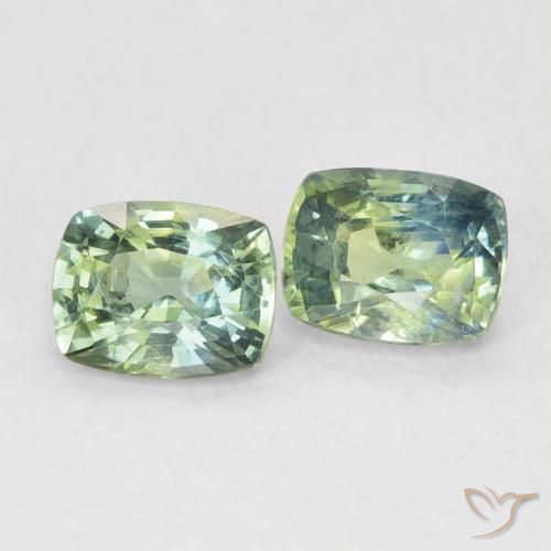 Gemas de Zafiro Verde salvia claro natural de 1.20 ct, Forma Cojín, VS
