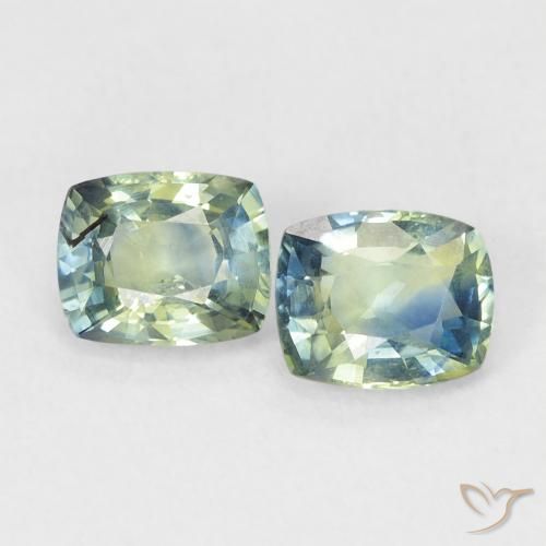 1.45ctw Natural Verde-azul Zafiro, Forma Cojín, VS