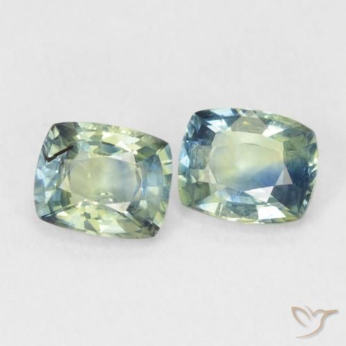 Gemas de Zafiro Verde-azul natural de 1.45 ct, Forma Cojín, VS