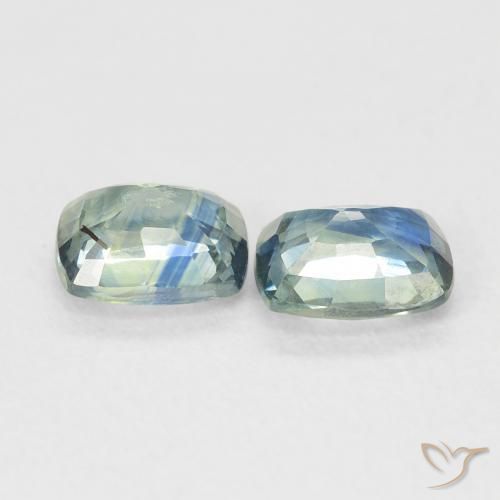 Gemas de Zafiro Verde-azul natural de 1.45 ct, Forma Cojín, VS