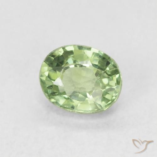 Zafiro Verde salvia muy claro natural de 0.63 ct, Ovalada, VVS-VS