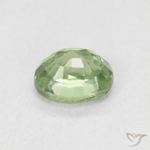 Zafiro Verde salvia muy claro natural de 0.63 ct, Ovalada, VVS-VS