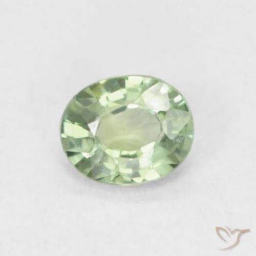 0.46ct Natural Verde salvia muy claro Zafiro, Ovalada, VVS-VS