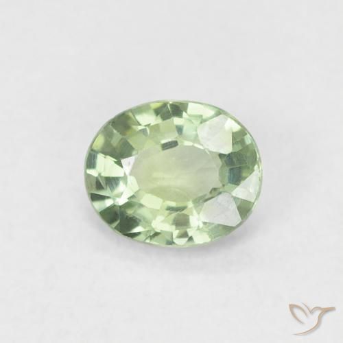 Zafiro Verde salvia muy claro natural de 0.46 ct, Ovalada, VVS-VS