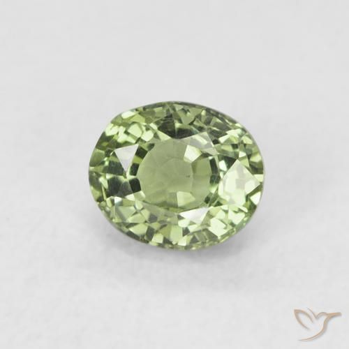 Zafiro Verde muy claro natural de 0.63 ct, Ovalada, VVS-VS