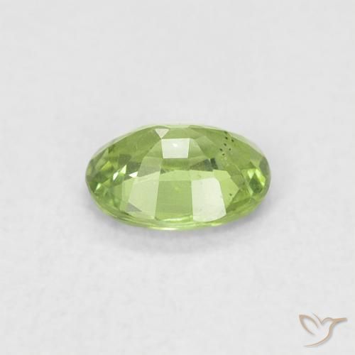 Zafiro Verde pera natural de 0.44 ct, Ovalada, VVS-VS