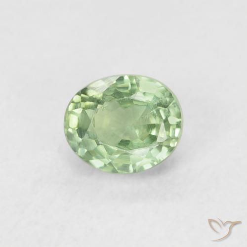 0.56ct Natural Verde claro Zafiro, Ovalada, VVS-VS