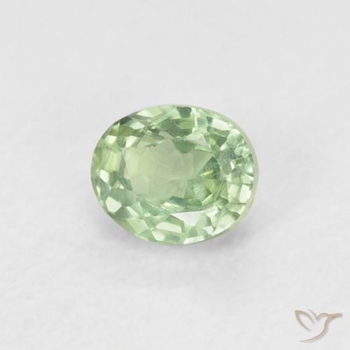 Zafiro Verde claro natural de 0.56 ct, Ovalada, VVS-VS