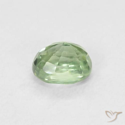 Zafiro Verde claro natural de 0.56 ct, Ovalada, VVS-VS