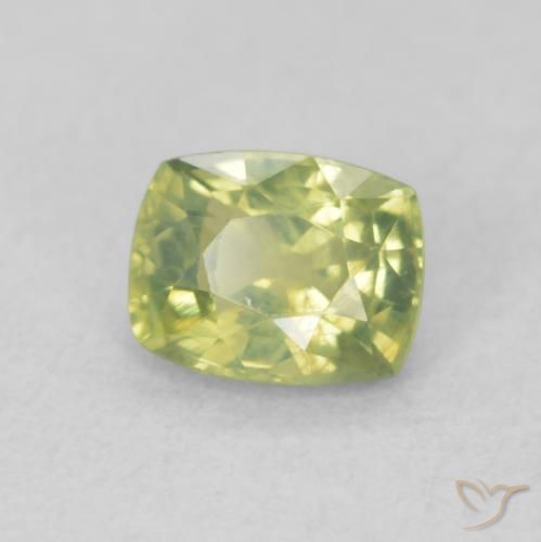 Zafiro Amarillo limón claro natural de 0.61 ct, Forma Cojín, VS