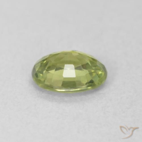 Zafiro Verde terroso claro natural de 0.46 ct, Ovalada, VVS-VS