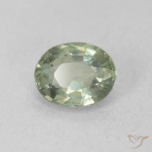 Zafiro Verde cálido natural de 0.55 ct, Ovalada, VVS-VS