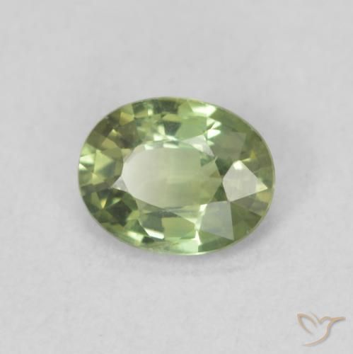 Zafiro Verde pera natural de 0.47 ct, Ovalada, VVS