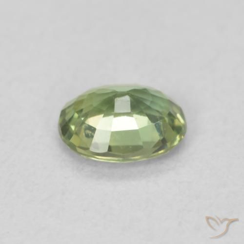 Zafiro Verde salvia claro natural de 0.40 ct, Ovalada, VVS