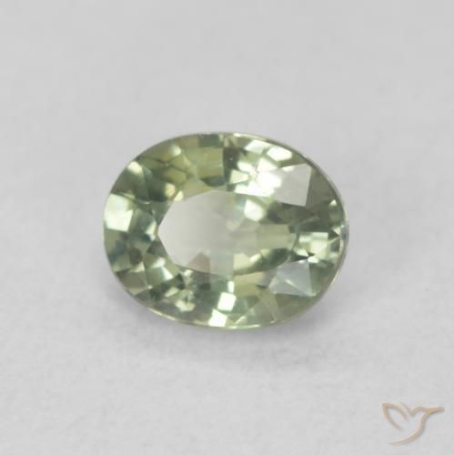 Zafiro Verde claro natural de 0.50 ct, Ovalada, VVS