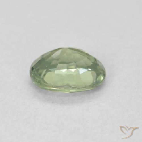 Zafiro Verde claro natural de 0.50 ct, Ovalada, VVS