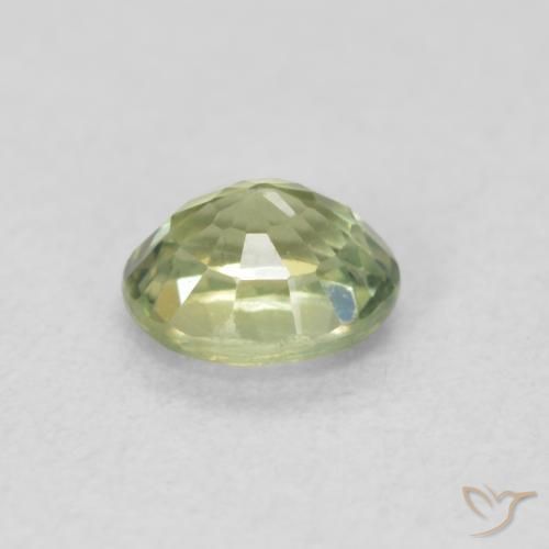 Zafiro Verde salvia claro natural de 0.51 ct, Ovalada, VVS