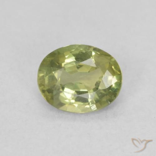 0.44ct Natural Verde amarillo Zafiro, Ovalada, VS