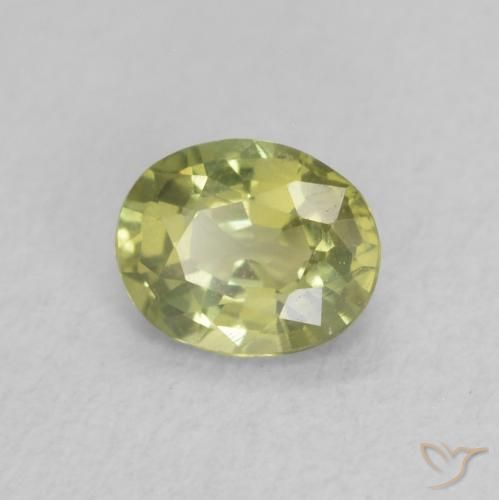 Zafiro Verde amarillo natural de 0.44 ct, Ovalada, VS