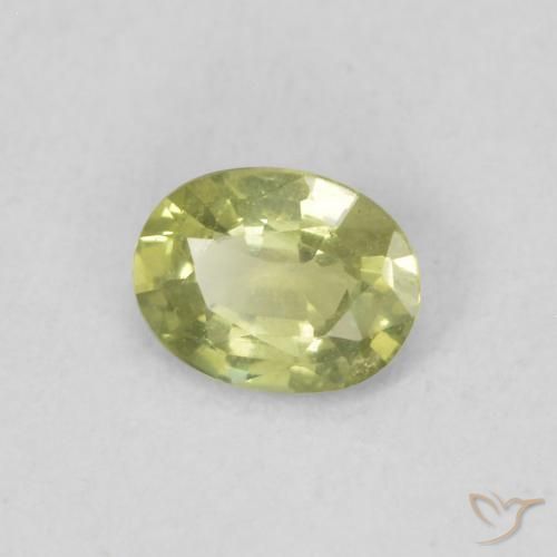 Zafiro Verde amarillo natural de 0.34 ct, Ovalada, VS