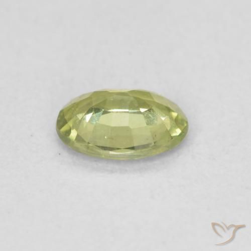 Zafiro Verde amarillo natural de 0.34 ct, Ovalada, VS
