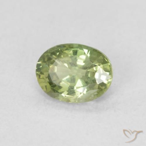 Zafiro Verde bosque claro natural de 0.42 ct, Ovalada, VS