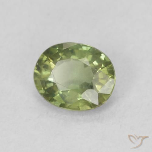 Zafiro Verde claro natural de 0.46 ct, Ovalada, VS