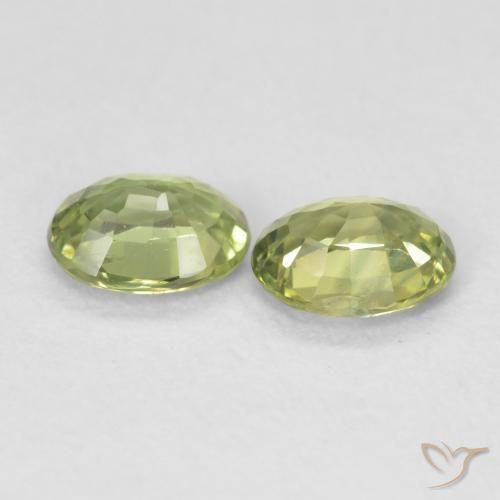 Gemas de Zafiro Verde amarillento natural de 0.77 ct, Ovalada, VS