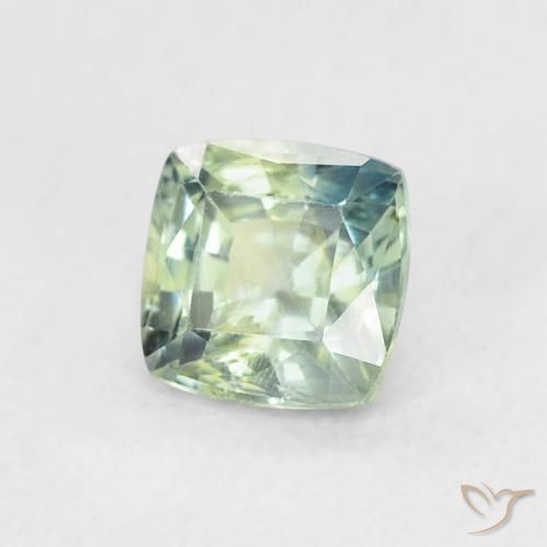 Zafiro Verde-azul natural de 0.63 ct, Forma Cojín, VS