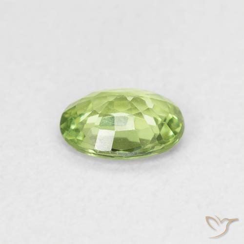 Zafiro Verde amarillo natural de 0.38 ct, Ovalada, VVS