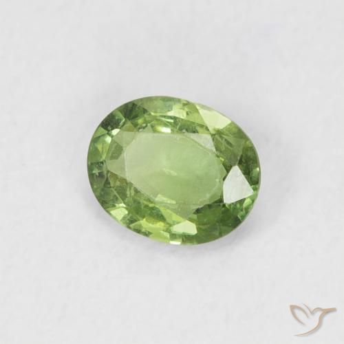 Zafiro Verde pera natural de 0.41 ct, Ovalada, VVS