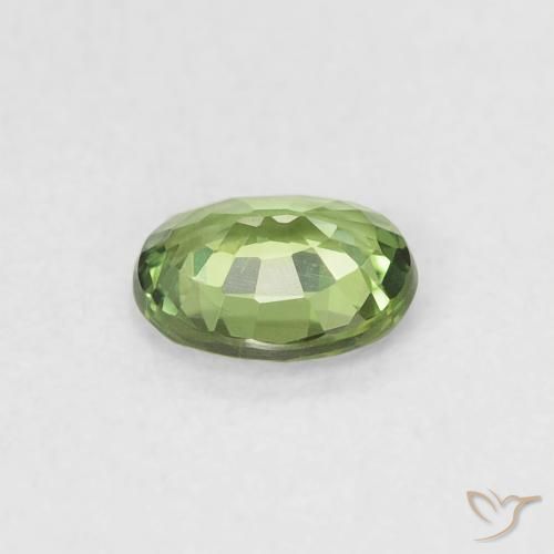 Zafiro Verde pera natural de 0.41 ct, Ovalada, VVS
