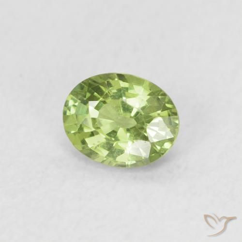Zafiro Verde claro natural de 0.40 ct, Ovalada, VVS
