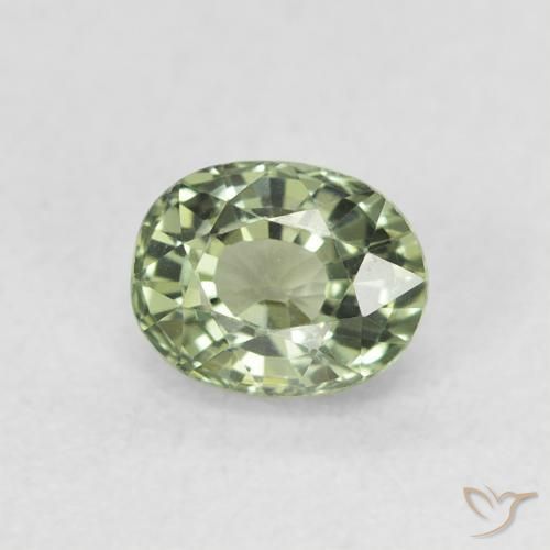 0.66ct Natural Verde grisáceo Zafiro, Ovalada, VVS