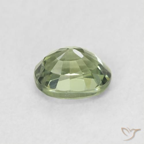 Zafiro Verde grisáceo natural de 0.66 ct, Ovalada, VVS