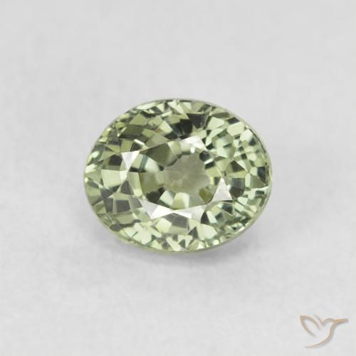 Zafiro Verde bosque claro natural de 0.68 ct, Ovalada, VVS
