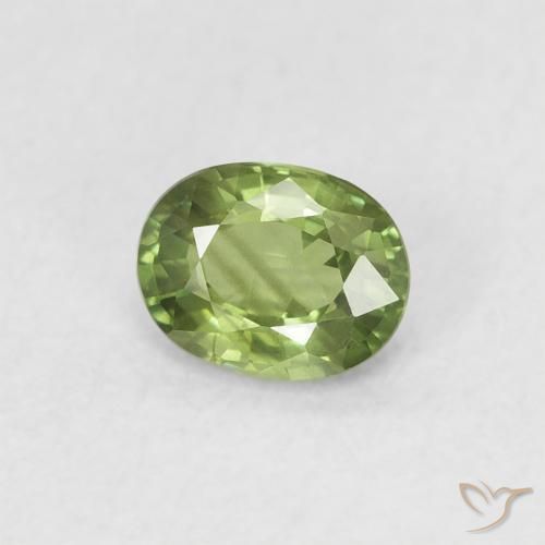 Zafiro Verde bosque claro natural de 0.44 ct, Ovalada, VS