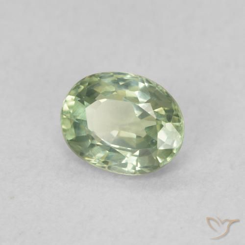 Zafiro Verde salvia claro natural de 0.44 ct, Ovalada, VVS-VS