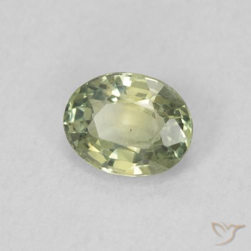 Zafiro Verde claro natural de 0.43 ct, Ovalada, VVS-VS