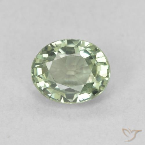 0.59ct Natural Verde pálido Zafiro, Ovalada, VVS-VS