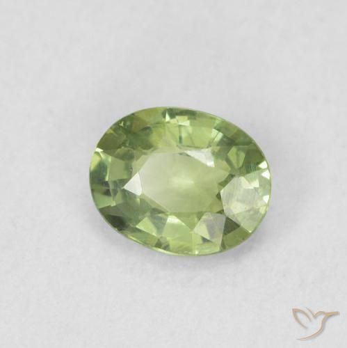 Zafiro Verde cálido natural de 0.39 ct, Ovalada, VVS-VS