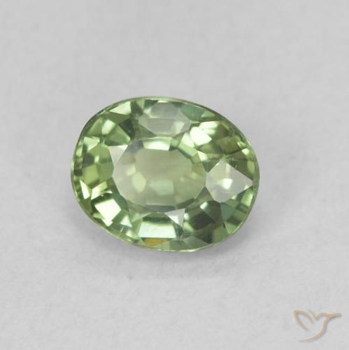 Zafiro Verde salvia claro natural de 0.56 ct, Ovalada, VVS-VS