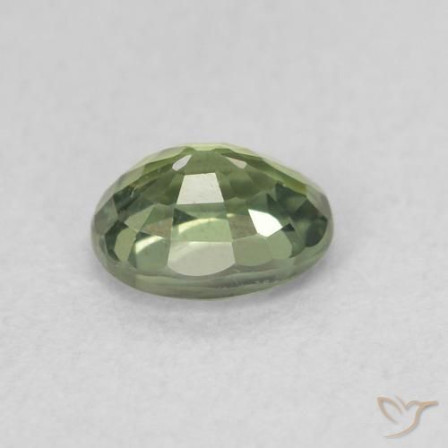 Zafiro Verde salvia claro natural de 0.56 ct, Ovalada, VVS-VS
