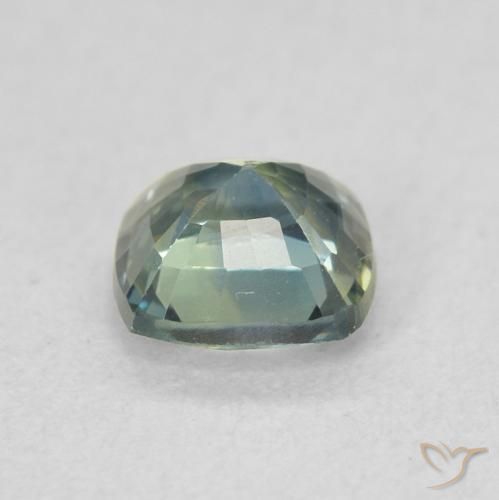Zafiro Verde-azul natural de 0.77 ct, Forma Cojín, VS
