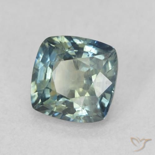 Zafiro Verde-azul natural de 0.87 ct, Forma Cojín, VS